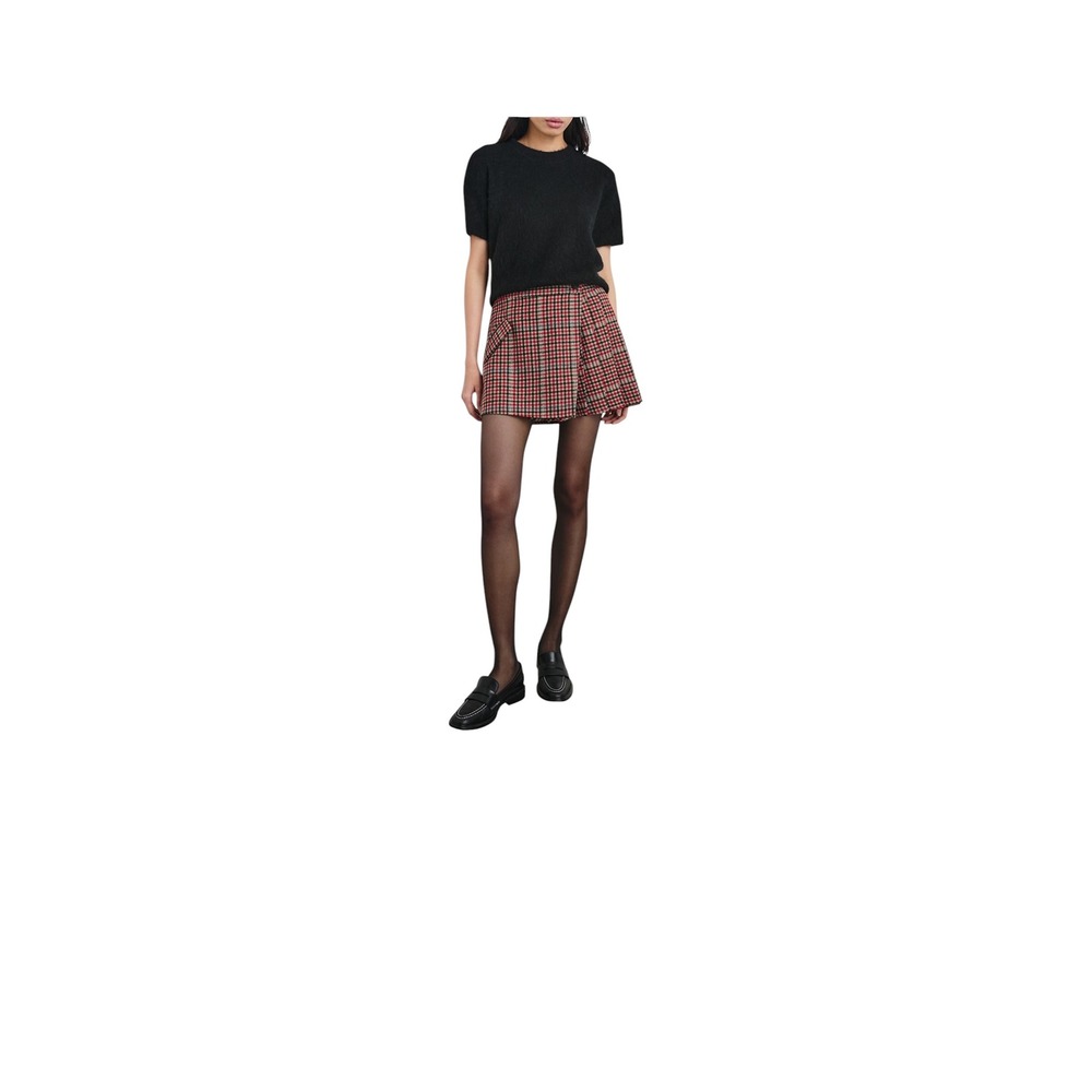 Rails Women Plaid Pleated Wool Blend Wrap Adriana Crimson Mini Check Skirt